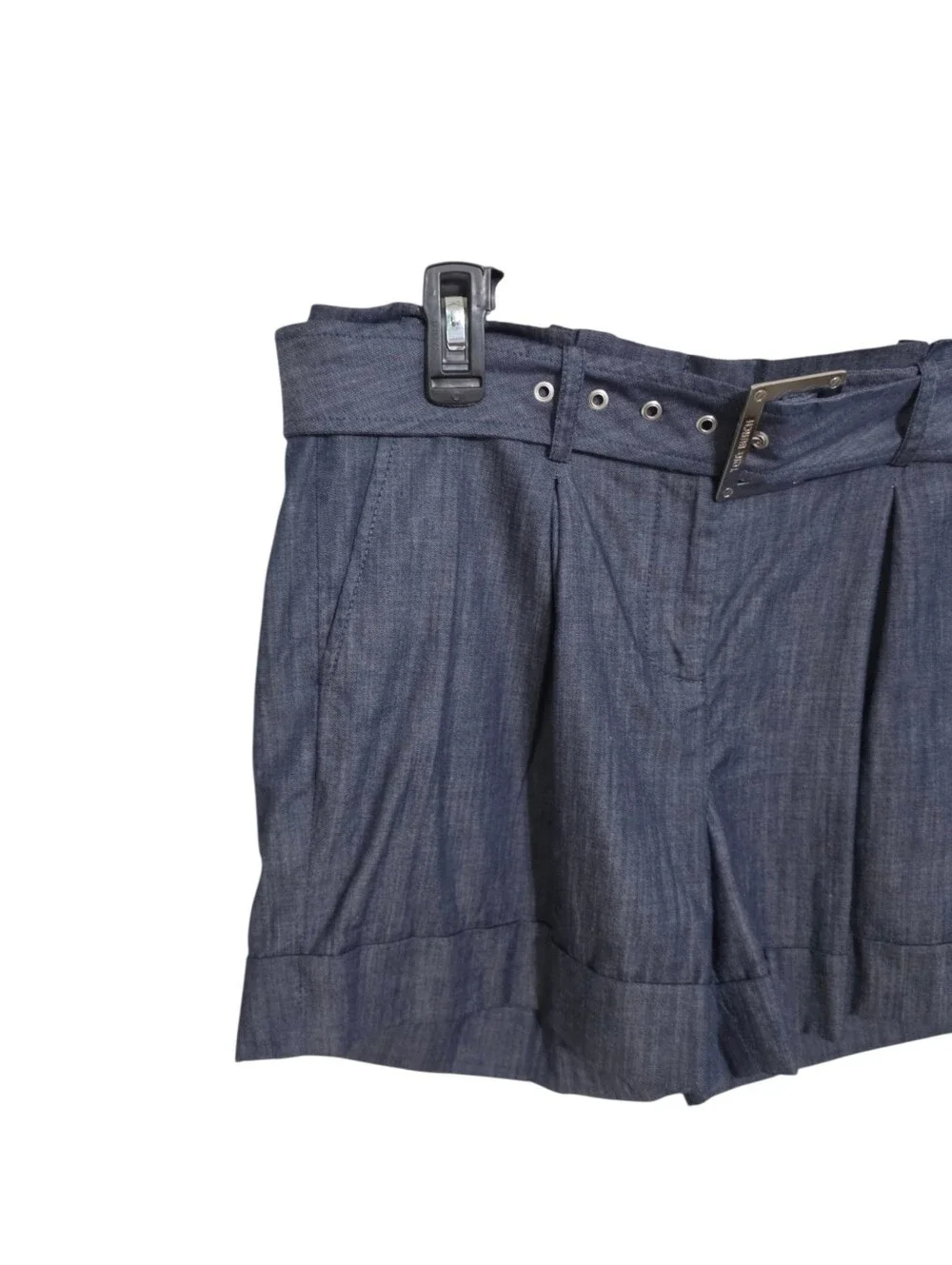 Tory Burch Blue Chambray Shorts 4 Cuffed Belted Pleated Old Money Capsule